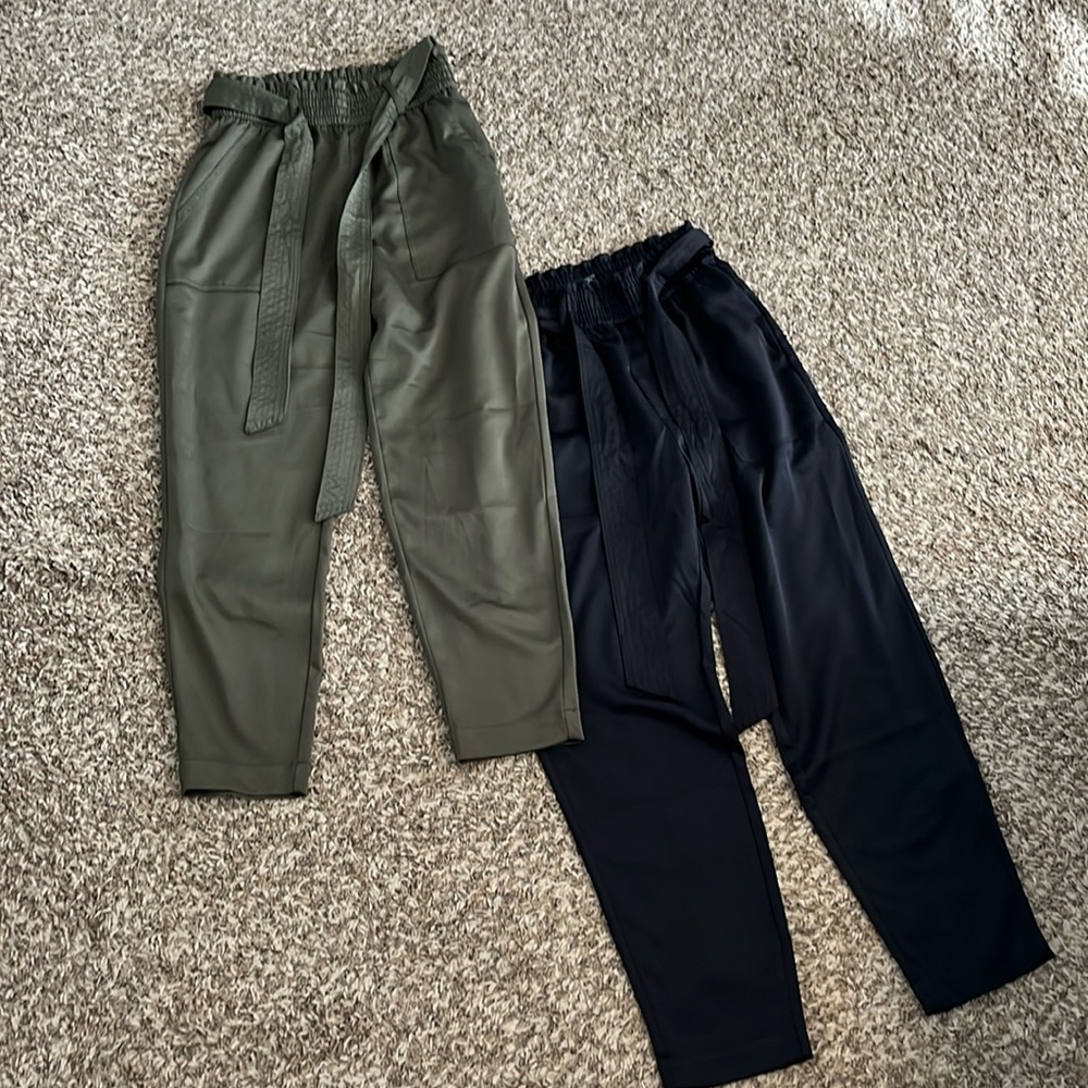 A&F paper waist satin feel pants